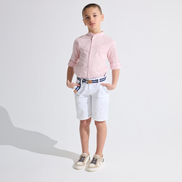 قميص سادة بياقة قائمة باللون الوردي للأولاد